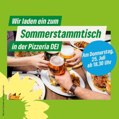 Wir laden ein zum Sommerstammtisch in der Pizzeria DEI Am Donnerstag 25. Juli ab 18.30 Uhr